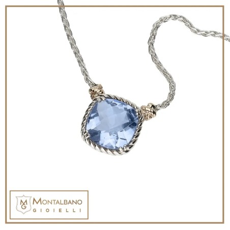 Collana Nodi intreccio pietra quadrata piccola